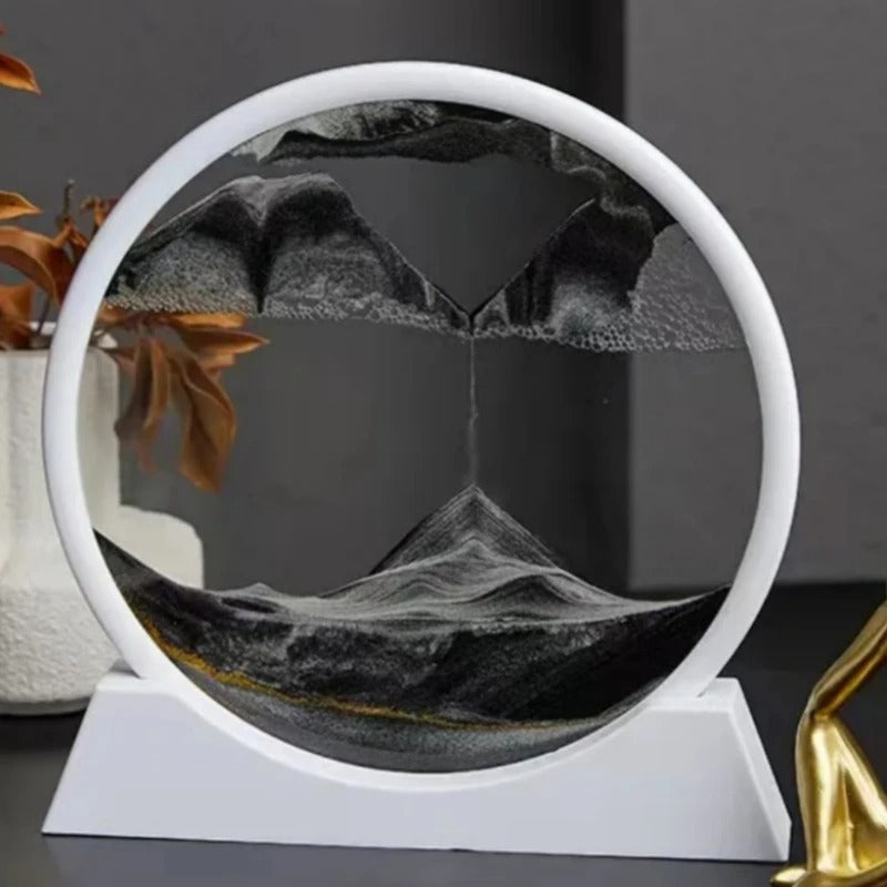 3D Moving Sand Art Picture Round Glass Deep Sea Sandscape Hourglass Quicksand