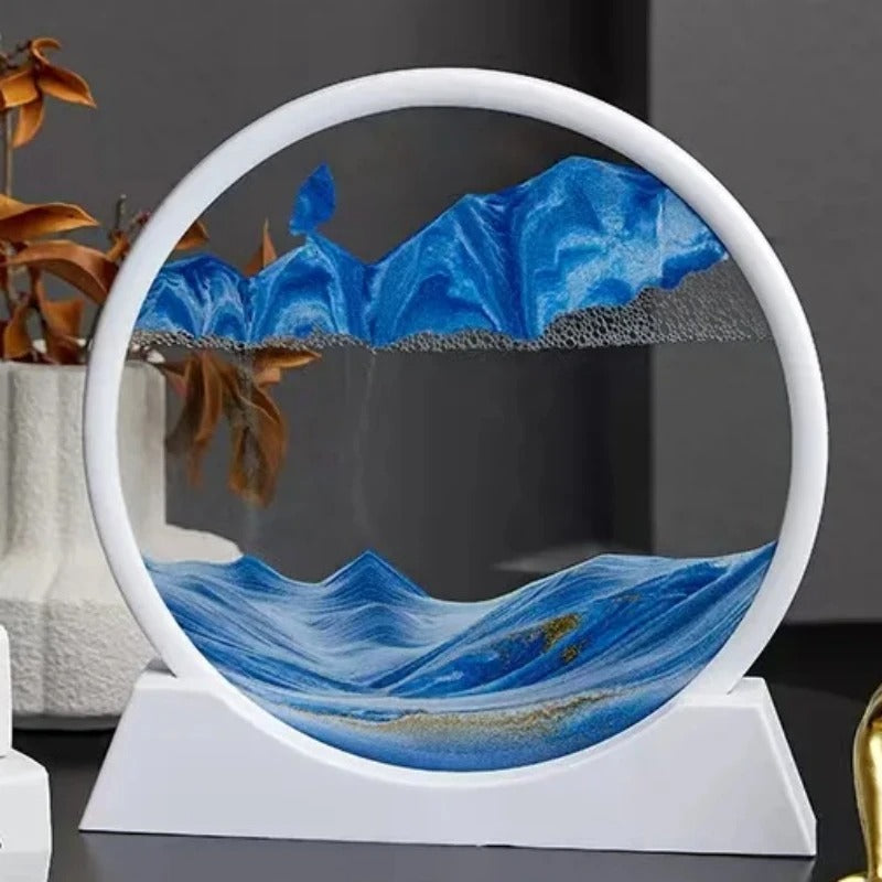 3D Moving Sand Art Picture Round Glass Deep Sea Sandscape Hourglass Quicksand