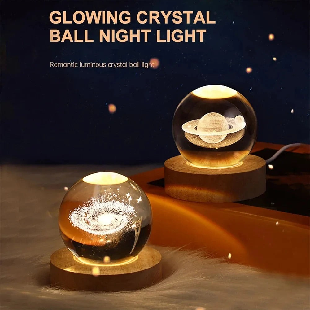 Unique 3D Crystal Ball Lamp with Galaxy and Planetary Projections Cozy Atmosphere plasma ball