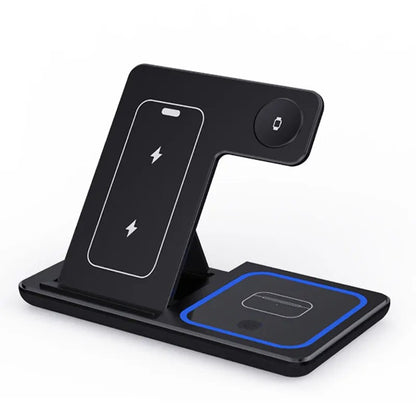 30W LED Fast Wireless Charger Stand 3 in 1 Foldable Charging Station For iPhone