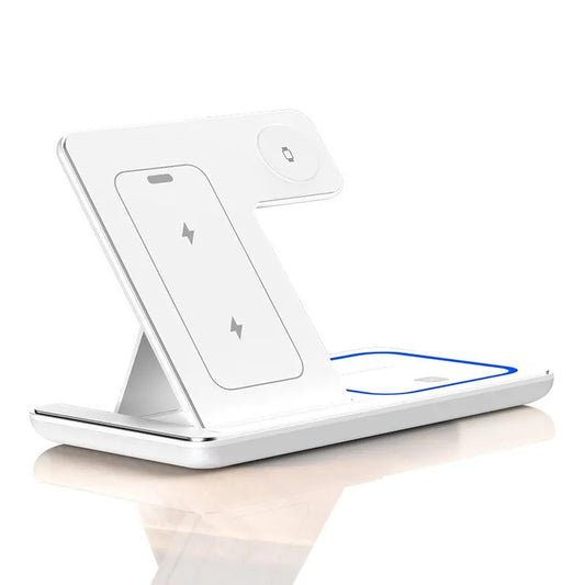 30W LED Fast Wireless Charger Stand 3 in 1 Foldable Charging Station For iPhone