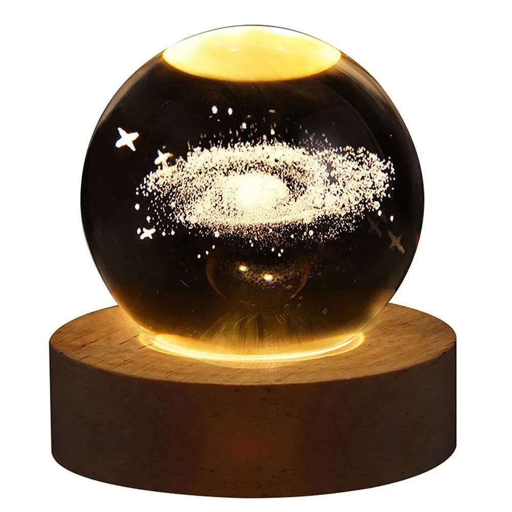 Unique 3D Crystal Ball Lamp with Galaxy and Planetary Projections Cozy Atmosphere plasma ball